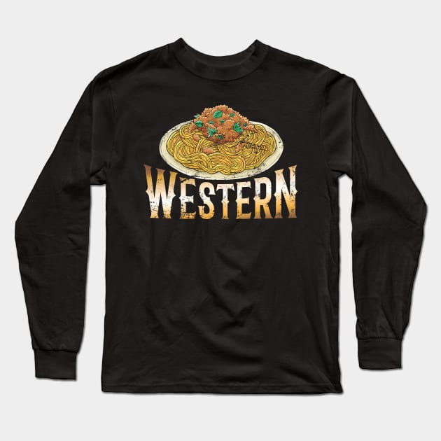 Spaghetti Western Lover Meme Pasta Retro Cowboys Wild West Long Sleeve T-Shirt by CultTees